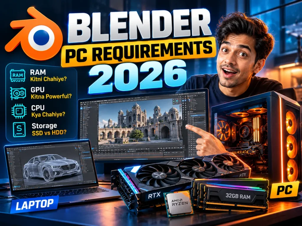 Blender के लिए कितनी RAM और GPU चाहिए? 2026 में PC और Laptop की सही Requirements