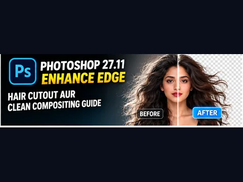 Photoshop 27.11 Enhance Edge: Hair Cutout Aur Clean Compositing Guide